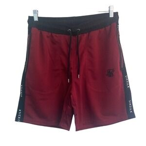 Nwt- SikSilk Men's Shadow Loose Fit Shorts in Deep Red and Black Size Medium